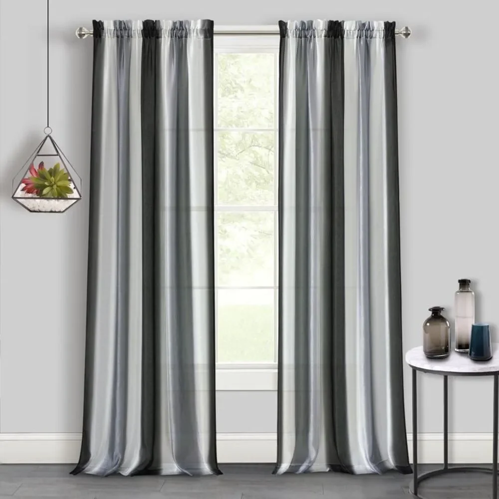 PowerSellerUSA Window Curtain Tight Woven 2-Pack Panels Light Filtering Rainbow